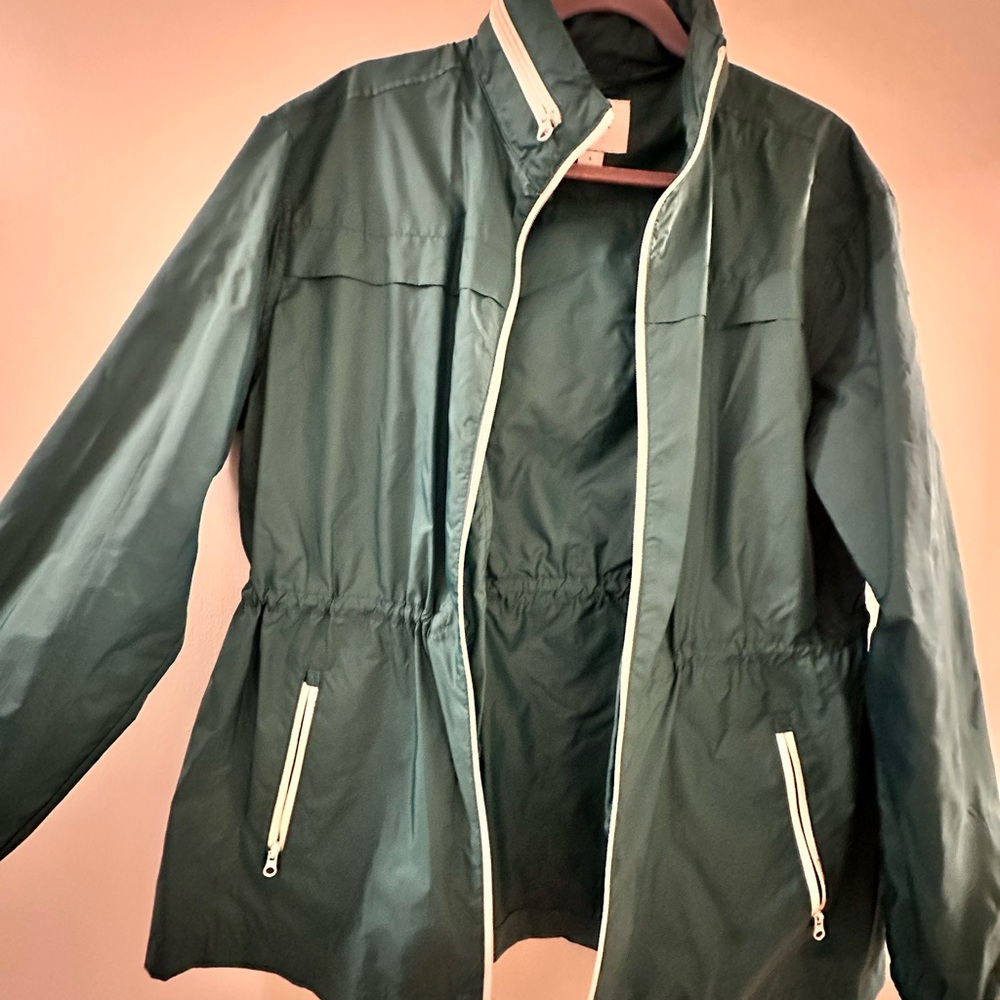 Old Navy Teal Windbreaker with White Trim
